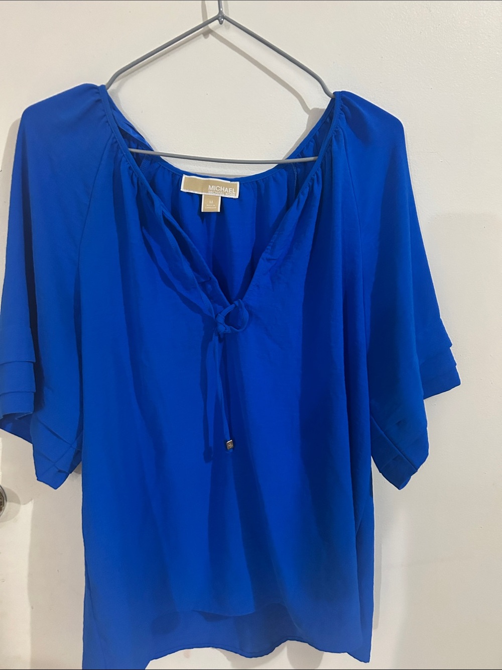 Michael Kors Cobalt Blue Tie-Neck Blouse